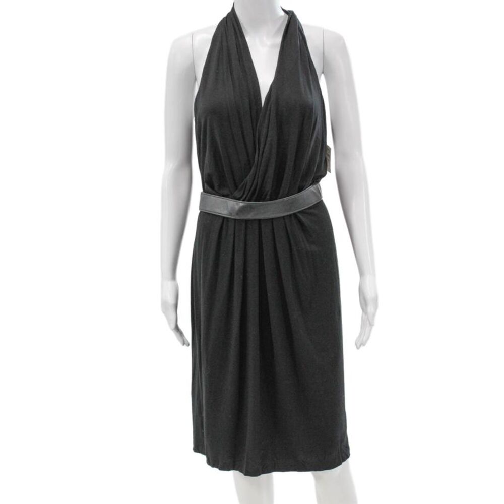 Robert Rodriguez Women Knee Length Gray Spandex V-Neck Sleeveless Dress Size S